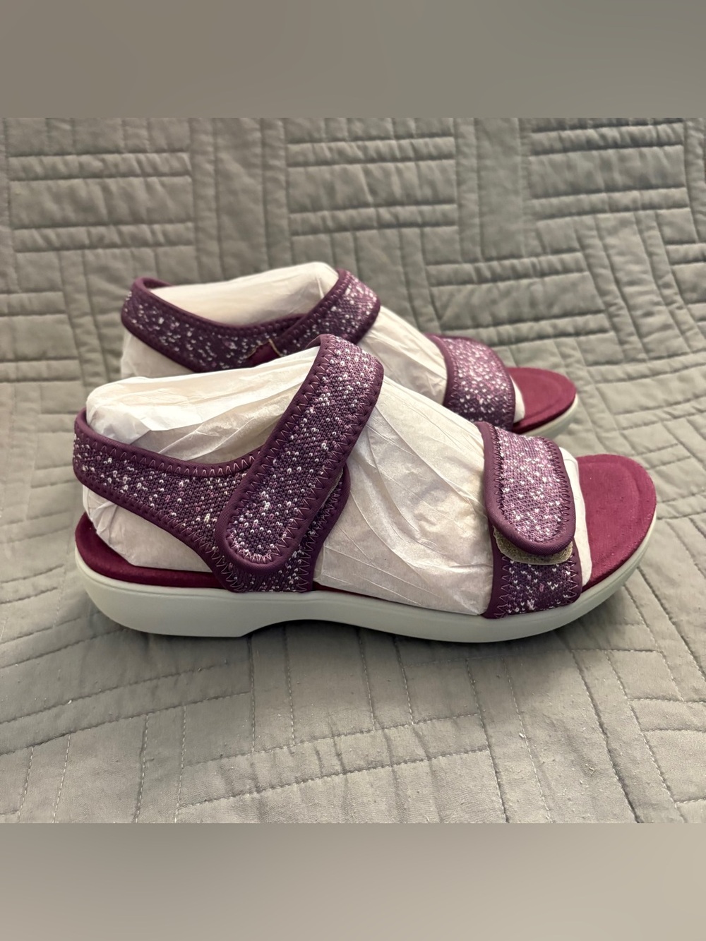 TRAQ by Alegria Knit Backstrap Sandals Sparq Eggplant Rain Tra-Spa Purple 8-8.5